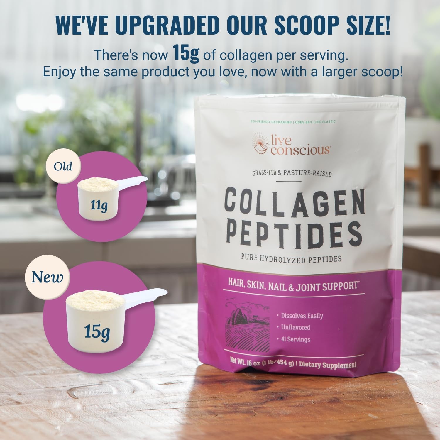 Collagen Peptides Powder - Naturally-Sourced Hydrolyzed Collagen Powder - Hair, Skin, Nail, and Joint Support - Type I & III Grass-Fed Collagen Supplements for Women and Men - 16Oz